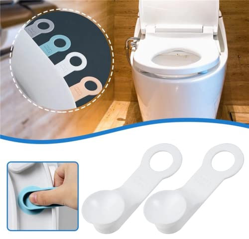 2 uds. Mango para Asiento del Inodoro | Tirador Levantador tapa WC, ideal Niños y Ancianos | ventosa Silicona Extraíble y Lavable, sin Pegamento, color Blanco
