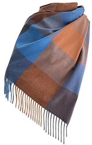 Damen Schal Winter Kariert Groß Frauen Herbst Schlupfschal Warm Karo Deckenschal Kuschelig Plaid Weich Lang Fransen Tartan Halstuch Cape Scarf, Einheitsgröße