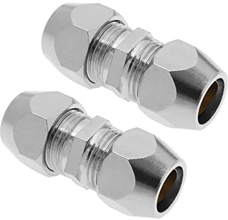 VGOL 2 PZ 8mm Raccordo Per Tubo Doppio Ghiera Dritto Raccordo A Compressione Adattatore Rame Nichelato Aria Condizionata Adattatore Di Accoppiamento Per Tubi Idraulici
