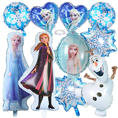 Frozen Luftballons, Elsa Geburtstagsparty Deko, 10Pcs Eiskönigin Luftballons, Elsa Folienballons, Olaf ballon, Schneeflocke Folienballons, Frozen Geburtstagsdeko für Mädchen