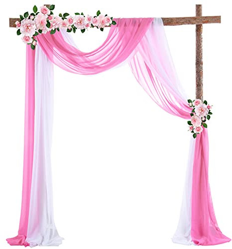 1/2 Stück Querbehang Tüll Foto Hintergrund Hochzeit Vorhang Hochzeitsbogen Drapierstoff Freihanddeko Dekoration Chiffon Stoff Deko Vorhänge für Fotografie Party Hochzeit Geburtstag N 2Pcs 70x550 cm
