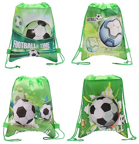 4 Stück Fußball Tüten Fußball Kordelzug Rucksack Fußball Party Geschenktüten Mitgebsel Geschenktütchen Partytüten Kordelzug Rucksack Turnbeutel für Mädchen Jungen den Täglichen Gebrauch--4 Style
