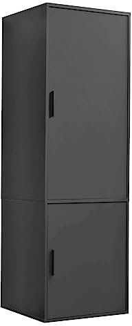 mokebo Kleiderschrank klein in Schwarz 2-türig & 2 Fächer 'Der Grenzenlose' modularer Schlafzimmerschrank, Garderobenschrank, Flurschrank, Drehtürenschrank o. Schrank aus Holz in 60x187x58 (BxHxT)
