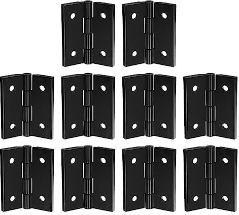 sourcing map 10Pcs Acrylic Hinges, 1.8 x 1.5 Inch Mini Hardware Folding Hinges Thicken Piano Hinges with Mounting Hole for Case Box Handicrafts, Black
