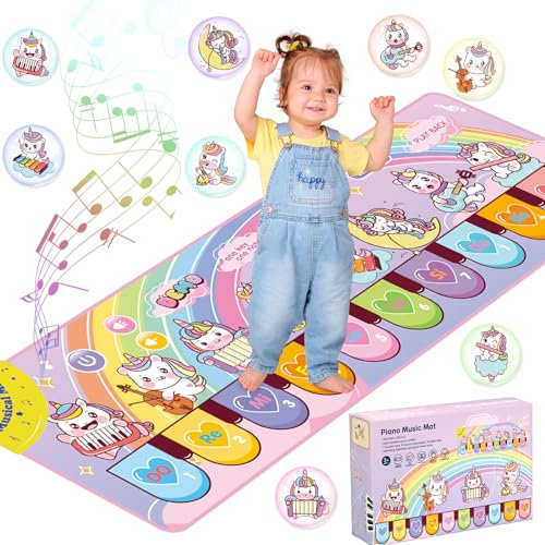 MOYKSRR Klaviermatte für Kinder mit 8 Musikinstrumente, Spielzeug ab 1 Jahr, Musikmatte für Kinder, Kinderspielzeug ab 1 2 3 4 Piano Matte, Geschenk für Mädchen Junge Weihnachts Geburtstag