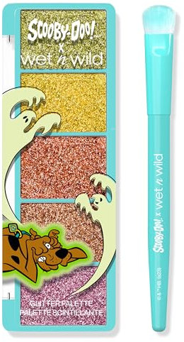 Wet n Wild Scooby-Doo Gespenst Glitzer Palette, 5-Farbpalette für Gesicht und Körper, hoch deckender selbsthaftender Glitzer für intensiven Glanz, Trocknet Schnell