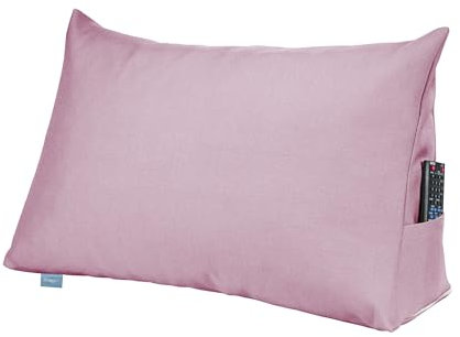 XDREAM Bettsitzkissen, Keilkissen für Bett und Sofa in Altrosa | Formstabiles Rückenkissen und Lendenkissen mit praktischem Seitenfach | waschbarer Bezug | Öko-Tex Zertifiziert | 70 x 40 x 20cm