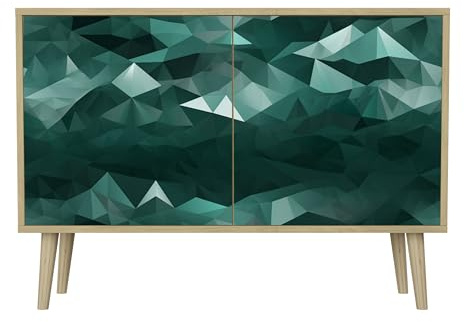 HEALANCY Komodenschrank - Kommode mit 2 Türen- Flurkommode- Schrank - Highboard - Kleiderschrank Möbel - Wohnzimmer Schlafzimmer Esszimmer Flur - Sideboard- Riva-Eiche