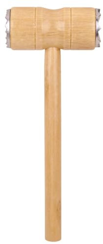 Remorui Durable Meat Hammer Wooden Handle Steak Double-sided Tenderizer with Comfortable Grip Long Heavy Duty Chicken Beef Poultry Mallet Pounder Wooden Color