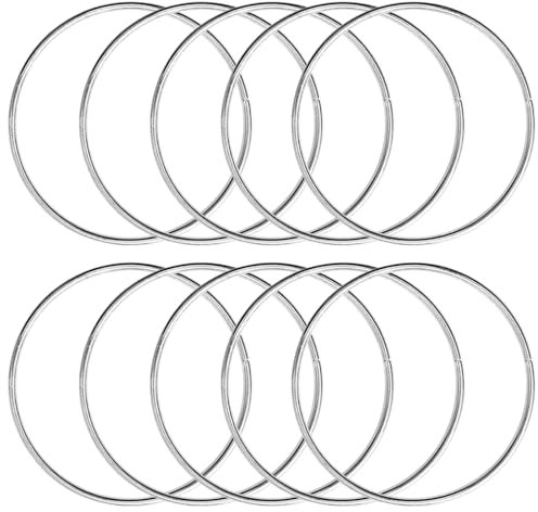 KALIONE Metallringe zum Basteln 10 Stück 25cm Silber Metallringe Metall Ringe Deko für Traumfänger Ring, Makramee Ring, Wickeltechnik, Floristik,Hochzeitskranz,Hoops