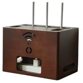 SkVLf Solid Wood Cable Management Box for Desktop and TV Cabinets - Walnut Color