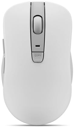 Lenovo Bluetooth Silent Mouse (WL300) - 5 Button Computer Mouse with Silent Left & Right Click – Sculpted Grip, Microsoft Swift Pair, Up to 1600 DPI (White)