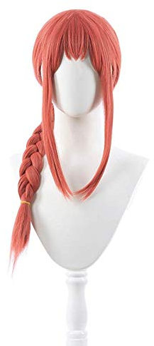 GUANBBD Chainsaw Man Makima Cosplay Wigs Braided Hair Long Pink Red Wig Braids Heat Resistant Synthetic Hair Halloween Party,C744