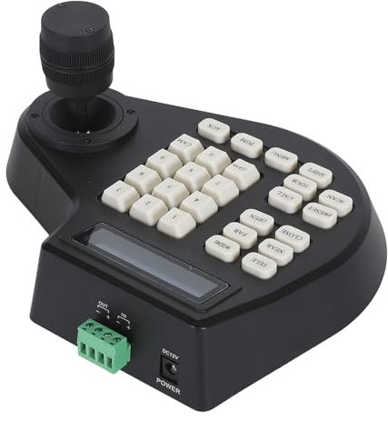 GOWENIC Analoge PTZ-Kamerasteuerung, RS485-Bus -Analog-PTZ-Kameratastatur mit 3D-Joystick für Sicherheit, Analoge Koaxial-Kugelkopf-Steuertastatur (EU-Stecker)