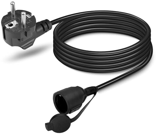 GELRHONR Schutzkontakt Verlängerungskabel, Outdoor Verlängerungskabel mit Flachstecker Schutzkontakt Aussenbereich wasserdicht, 16A 250V Schutzkontakt Typ F (CEE 7/7) Stecker auf Buchse (2M)