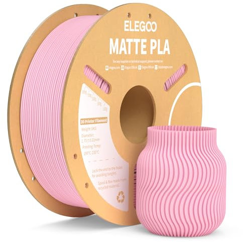 ELEGOO Matte PLA Filament Matte Sakura Rosa 1KG, 1.75mm 3D Drucker Filament Maßgenauigkeit +/- 0.02mm, 1kg Kartonspule (2.2lbs) für die meisten FDM 3D Drucker