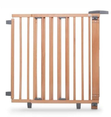 Geuther Türschutzgitter Oris | Treppenschutzgitter zum Anschrauben, Breite 86-133 cm | Stabiles Babygitter & Türgitter mit Schwenktür, sicherheitsgeprüft | Kindergitter aus Holz, naturbelassen