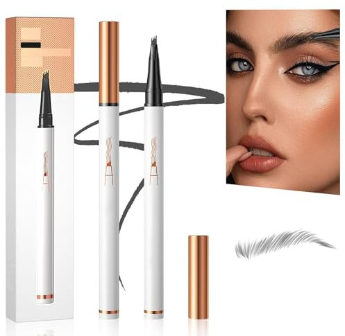 Augenbrauenstift Mit 4 Gabelspitze, 2024 Verbesserter Tattoo-Stift, 3D-Microblading, Natürliches Make-up, Magischer Augenbrauenstift (Grau)