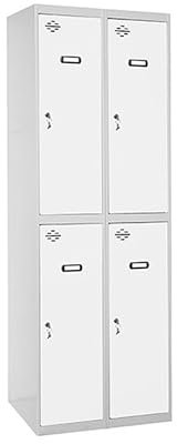 Simon Rack Taquillas Vestuario Metalicas, 4 Puerta, Incluye Llave, 1800x600x500 mm, Gris/Blanco - Simonlocker