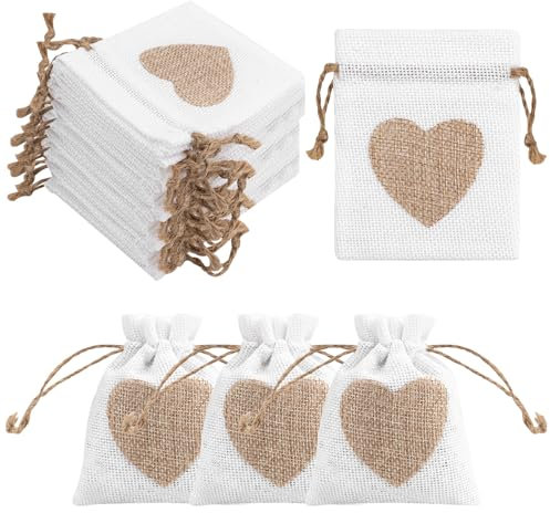 Jute Beuteln, 20 Stück Baumwollsäckchen Klein,Geschenktüten Baumwoll Säckchen Klein 8x10cm, Stoffsäckchen Geschenksäckchen Baumwollsäckchen Zum Verpacken für Schmuck Hochzeit Weihnachten Party