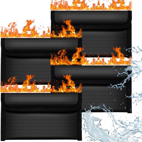 OFFCUP Feuerfeste Tasche, 4 Stück Feuerfeste Dokumententasche 20.2 x 11.8 cm, Feuersichere Wasserabweisend Dokumententasche Hülle Beutel Behälter für Wertsachen Kapazität Aktentasche Brieftasche