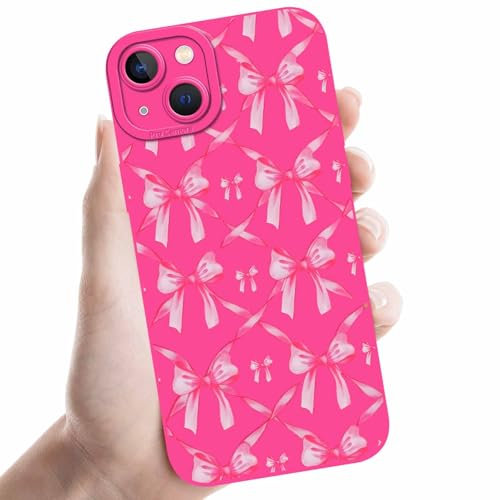 Foonary Rosa Caldo Cover per Apple iPhone 13 6,1, Custodia Aesthetic Papillon Design Motivo Ragazze Donne Cellulare, Silicone TPU Bumper Antiurto Protezione Phone Case per iPhone 13, Papillon