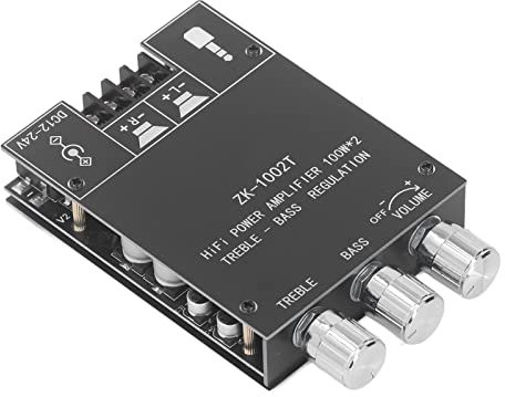 ZK-1002T 100W * 2 Module de Carte Amplificateur Audio 5.0 avec Contrôle des Basses et des Aigus, Stéréo Double Canal, DC 12-24V - pour le Cinéma Maison et le Caisson de Basses