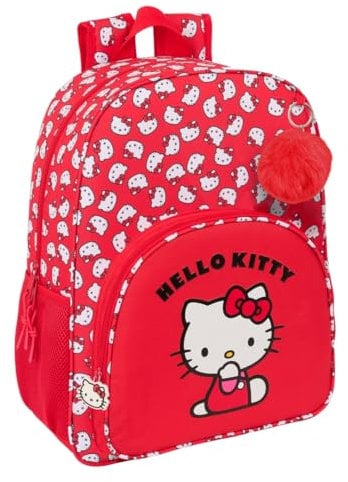 Safta HELLO KITTY ICONIC - Mochila Escolar Niño, Mochila Niño, Mochila Infantil, Adaptable a Carro, Ideal para Niños en Edad Escolar, Cómoda y Versátil, Calidad y Resistencia, 33x14x42 cm