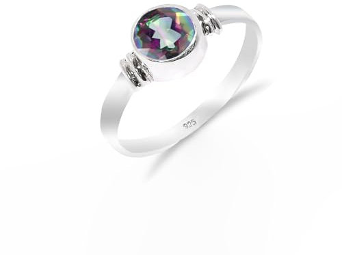 Damenring 925 Sterling Silber - Citrin - Amethyst - Blautopas - Larimar Natursteinring - Herren Statement Ring - Vintage Ring Schmuck RB-05-MYST-9