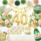 Deko 40 Geburtstag Frau,WINAROI 40 Geburtstag Grüne Gold mit Windlicht Tischdeko, Happy Birthday Banner,Tischtuch, Pompons