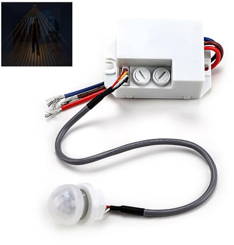 Mini PIR Sensor, Small PIR Sensor Motion Detector Indoor, Ceiling Flush Mount, Infrared Detector with Adjustable Time Delay, Energy-Efficient Lighting, Suitable for LED and Incandescent Lamps, 8m/360°