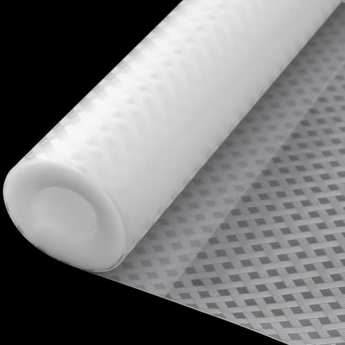 Zindoo Antirutschmatte Schubladen Transparent Schubladenmatte mit Rautenmuster Schrankfolie Zuschneidbar Schoner für Schublade Regal im Kühlschrank, Schutz vor Kratzern und Feuchtigkeit 44.5x500cm