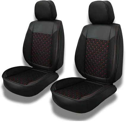 Autositzbezüge kompatibel mit Opel Corsa C 2000-2006 Passgenau - 13-delige Set | Kunstleder | Schwarz mit roter Naht | Vorder- und Rücksitze - CLS102