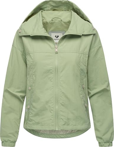 Ragwear Damen Übergangsjacke Oversized Sommerjacke kurz mit im Kragen verstaubarer Kapuze Cerys YOUMODO Dusty Green Gr. L