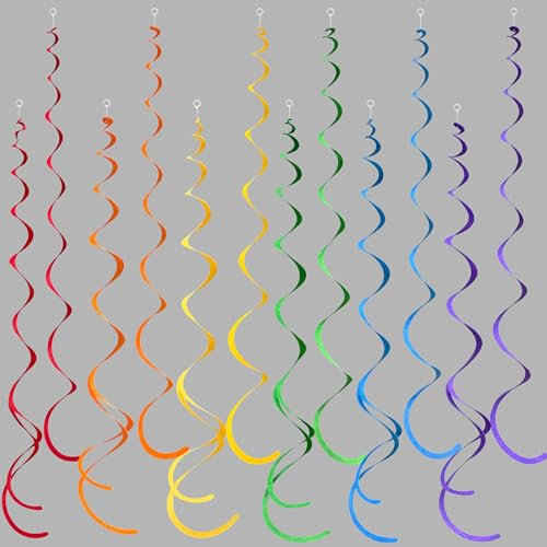 36PCs Regenbogen Hanging Wirbel Dekorationen Bunt Filz Wirbel Streamer Spiral Decken Dekorationen Garland für Geburtstag Hochzeit Brautdusche Babyparty Karneval Fiesta Festival Partyzubehör