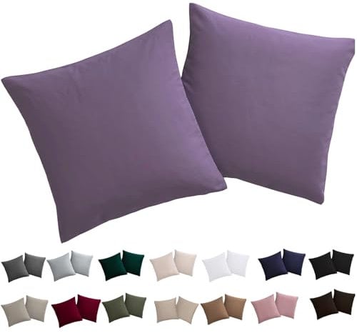 Soifox Kissenbezug 40x40 2er Set - Grauviolett kopfkissenbezug Für Kissen 40 x 40 cm 100% Mikrofaser Resistent und Hypoallergen Kissenbezüge mit Reißverschluss