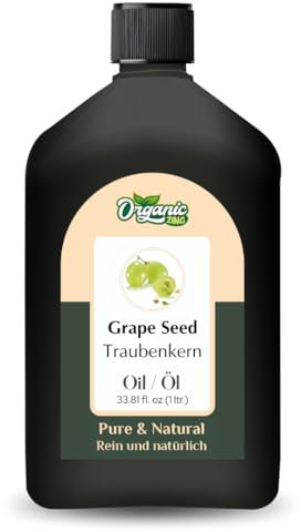 Organic Zing Olio di erba (Vitis Vinifera) | Olio per carrier puro e naturale per skincare, cura dei capelli e massaggi – 1000 ml/33,8 fl oz