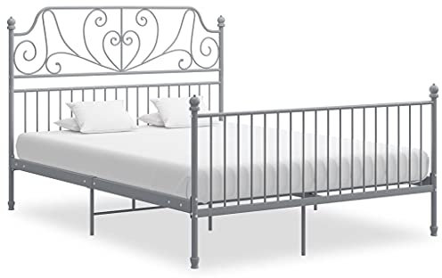 MOBCANT Bettgestell, Bettstütze Doppelbett Familienbett Betten Geeignet für Gästezimmer Schlafzimmer Schulen Wohnungen Grau Metall 160x200 cm