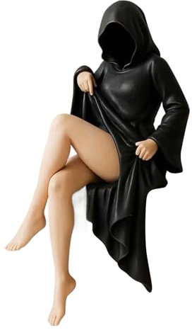 Mysteriöse Statue, 15CM Schwarzen Gewand Königin Skulptur Bookshelf Decoration, Sitzende Todes Königin Figuren Gothic Bücherregal Deko, Collectible Dark Goddness Resin Figur Desktop Ornaments