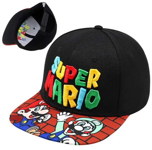 Mario Baseballmütze,Cartoon Verstellbare Baseballmütze Sonnenmütze,Sonnenschutz Cap Schirmmütze Breathable Summer Cotton Sun Hat für Kinder Ab3-8Jahren 1