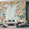 NOGAWA Papier Peint Fleur Rose, Papier Peint Motif Boho Ethnique, Panoramique Décoration Murale Pour Salon, Chambre, Tapisserie Murales Intissé, Wallpaper Mural 100x70cm
