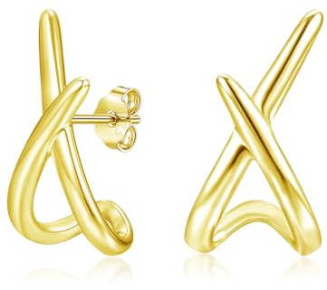 Loutade Ohrstecker Silber 925, 925 Sterling Silber X Form Ohrringe Stecker | Hypoallergene Zierliche Kleine Funkelnd Cubic Zirkonia Knorpel Schlafen Ohrringe Stecker Geschenke für Damen Frauen