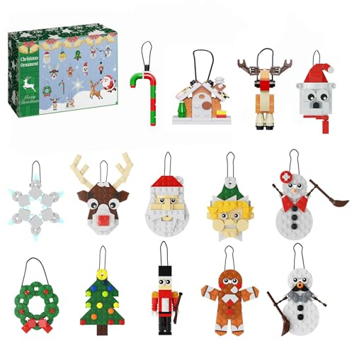 Bausatz für Weihnachten, 14-in-1 Dekorative Hängeornamente Bauspielzeug Weihnachtsmann Schneemann Lebkuchen Rentier das Beste Festgeschenk für Kinder oder Freunde, 2025 Neu