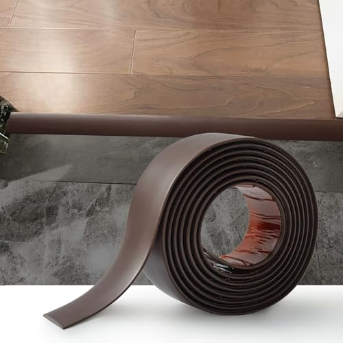 Zayejod Self Adhesive PVC Floor Threshold Transition Strip 4M Dark Brown | 7.6CM Laminate Flooring Flat Divider Strip,Vinyl Door Bars for Doorways,Carpet Floor Edge Trim for Joining Floor Tiles Gaps