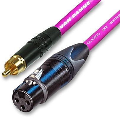 Gold Plated RCA to Female XLR. Quality Black Van Damme un-balanced instrument Cable (1.5m, Purple)