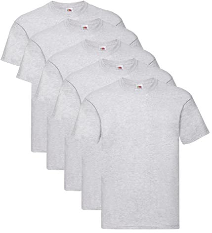 Fruit of the Loom Men's Original T. T Shirt, Heather Grey, XXL UK