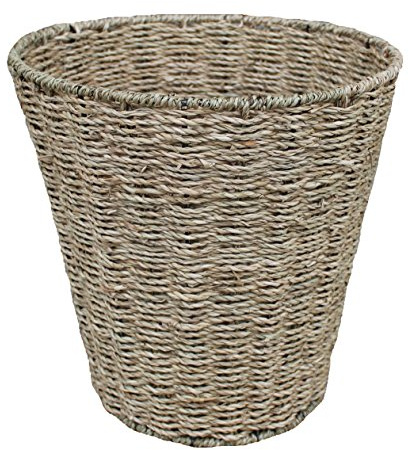 ladybirdhome Home-Decor Natural Wicker Seagrass Water Hyacinth Wastepaper Basket Bin Round Square (Seagrass Round)