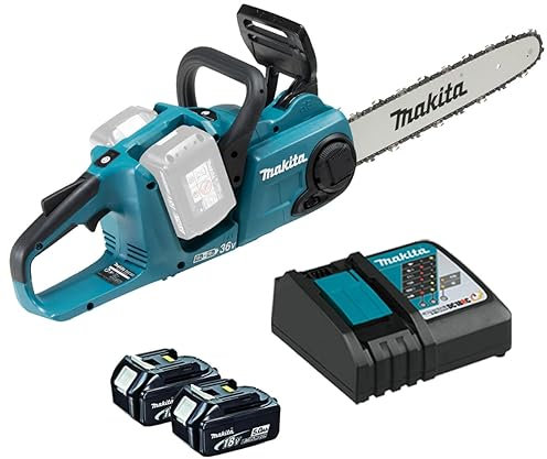Makita DUC353Z 36V/18V Cordless Brushless Chainsaw with 2 x 5.0Ah Battery & Charger