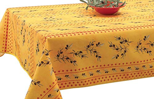 Le linge de Jules Tischdecke Fleckabweisende Olivette gelb - Quadratisch 150x150 cm