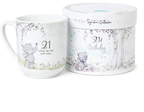 Me to You Tatty Teddy 21st Birthday Ceramic Mug in a Gift Box - Official Collection, Blue,grey,silver